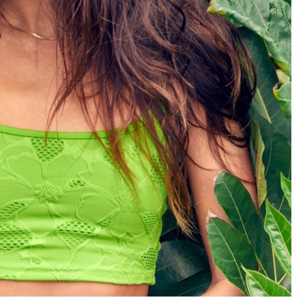 NWT aerie jacquard lime green bikini / mid rise tankini TOP - XL - Picture 16 of 16